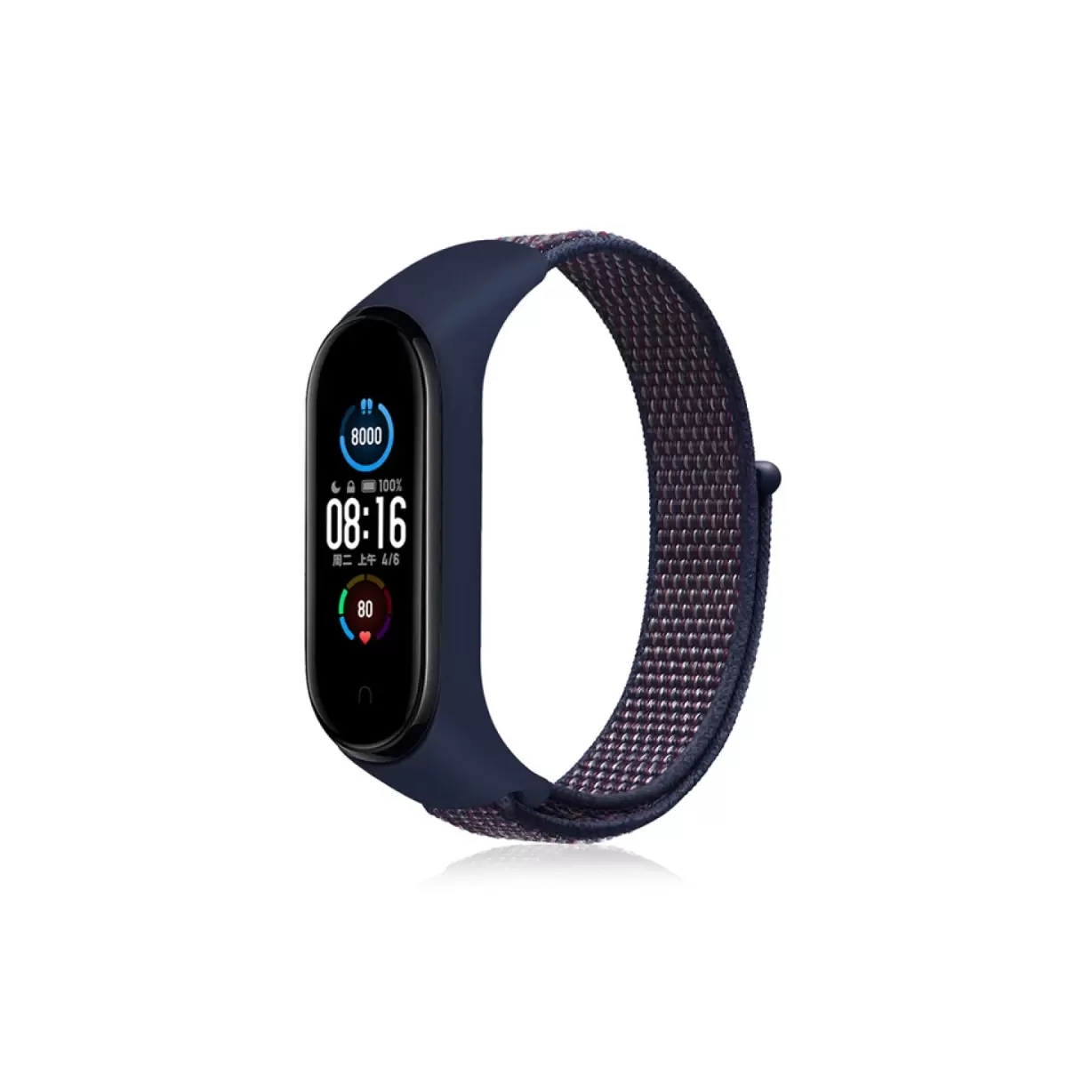 Newface Xiaomi Mi Band 4 Hasırlı Cırtcırtlı Kordon - Lacivert-Mor