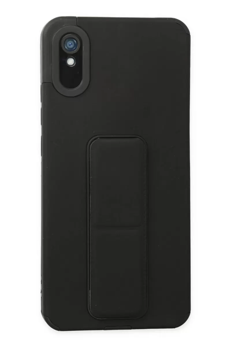 Newface Xiaomi Redmi 9A Kılıf Mega Standlı Silikon - Siyah
