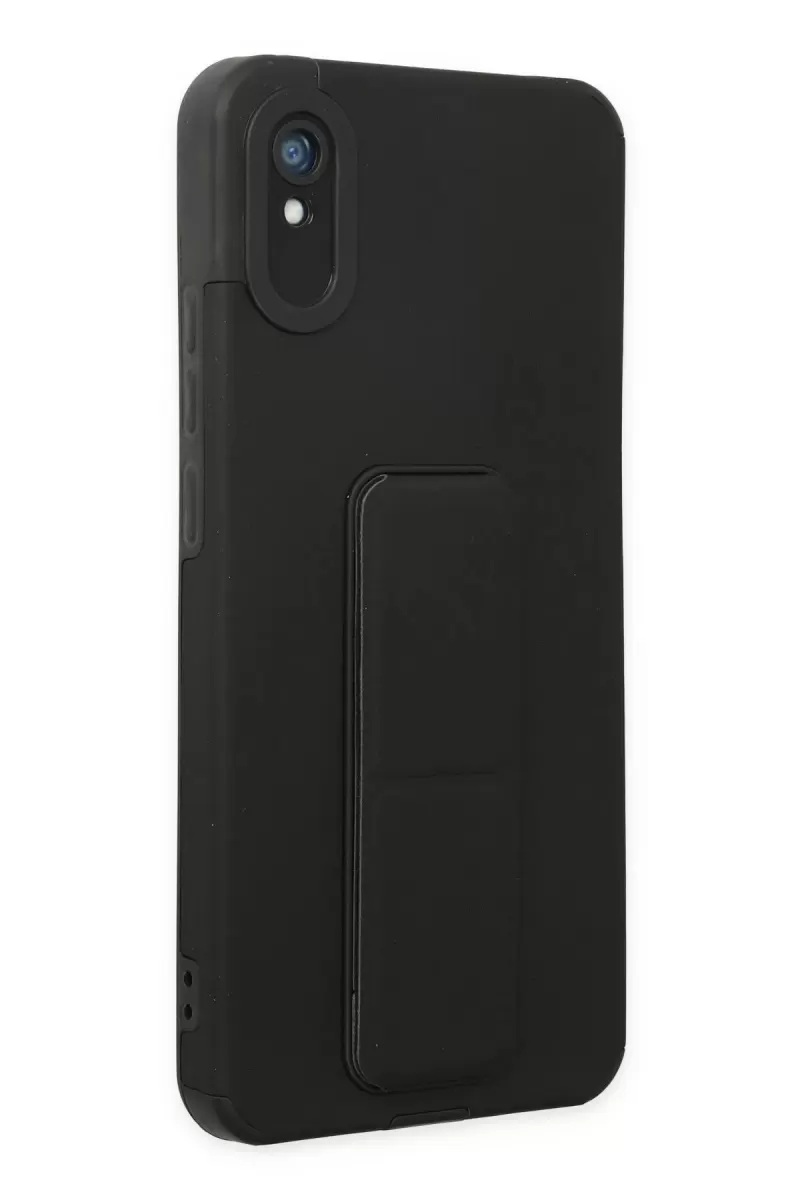 Newface Xiaomi Redmi 9A Kılıf Mega Standlı Silikon - Siyah