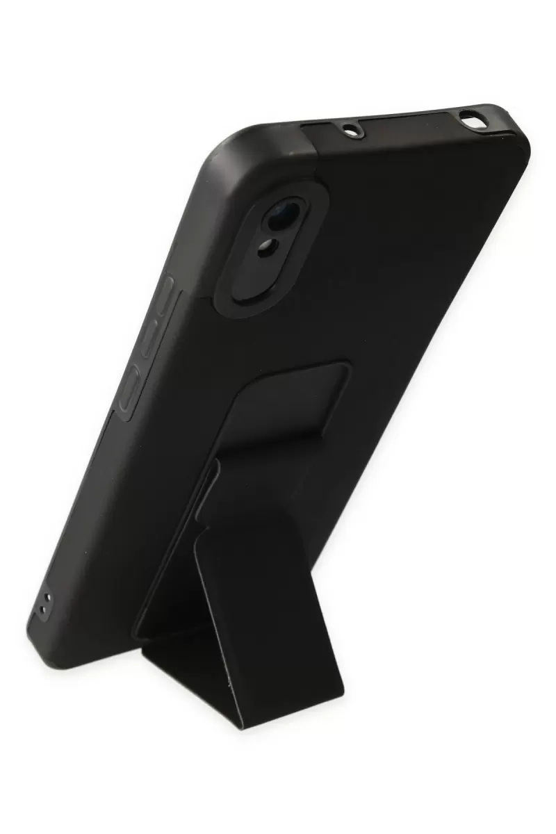 Newface Xiaomi Redmi 9A Kılıf Mega Standlı Silikon - Siyah