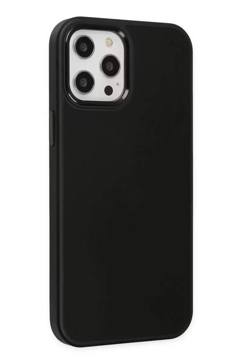 Newface Apple iPhone 12 Pro Max Kılıf Asya Deri Silikon - Siyah