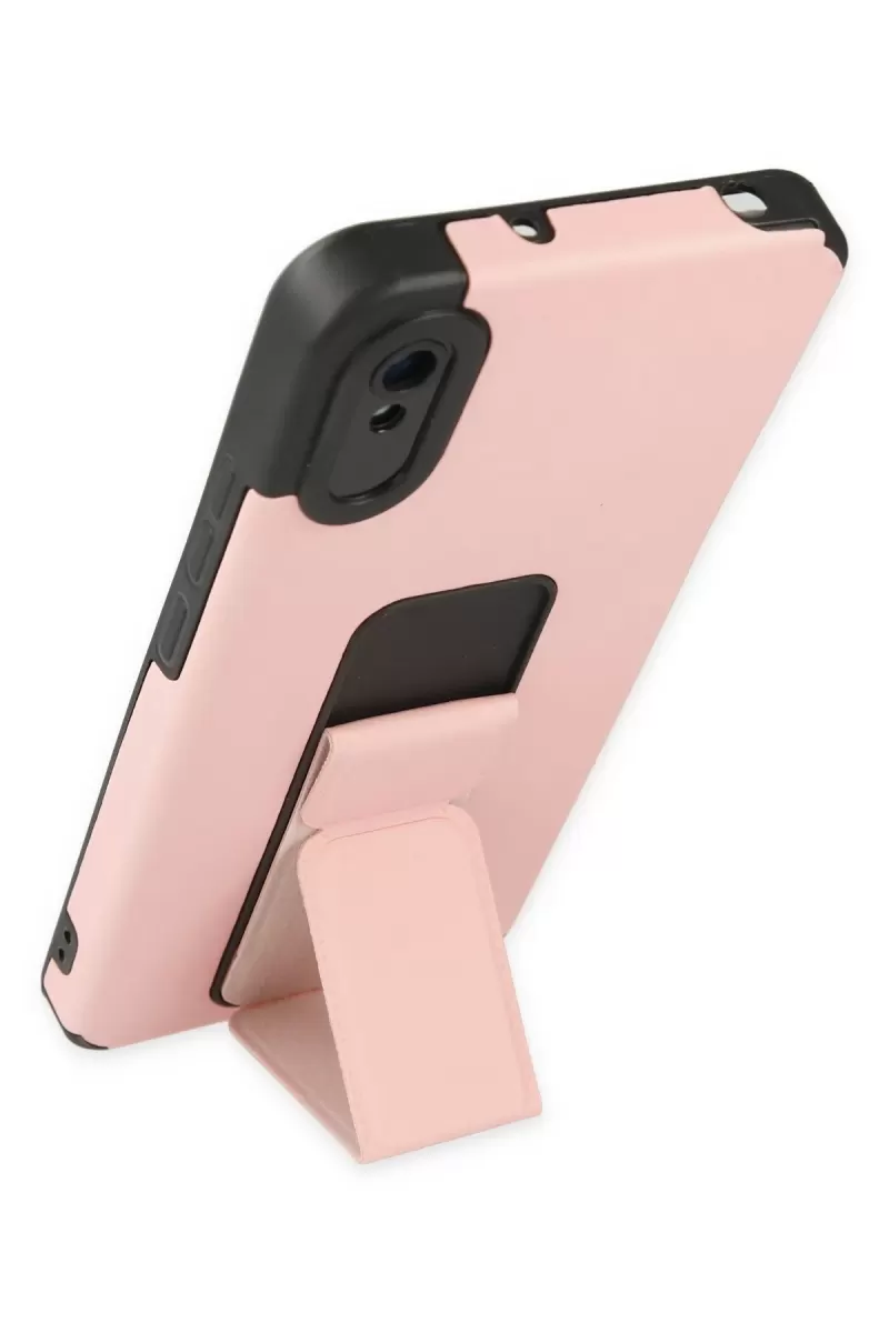 Newface Xiaomi Redmi 9A Kılıf Mega Standlı Silikon - Pudra