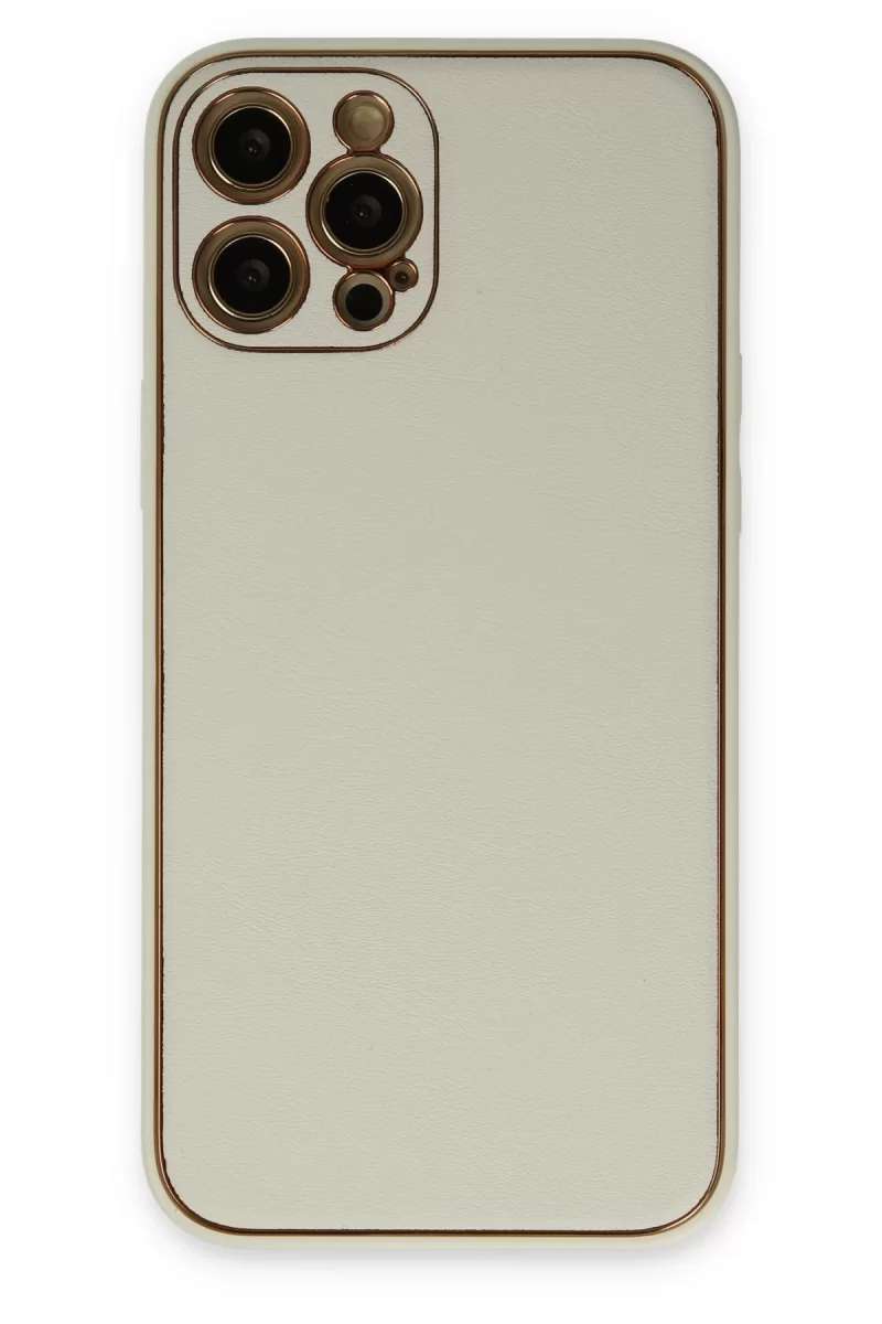 Newface Apple iPhone 12 Pro Max Kılıf Coco Deri Silikon Kapak - Beyaz