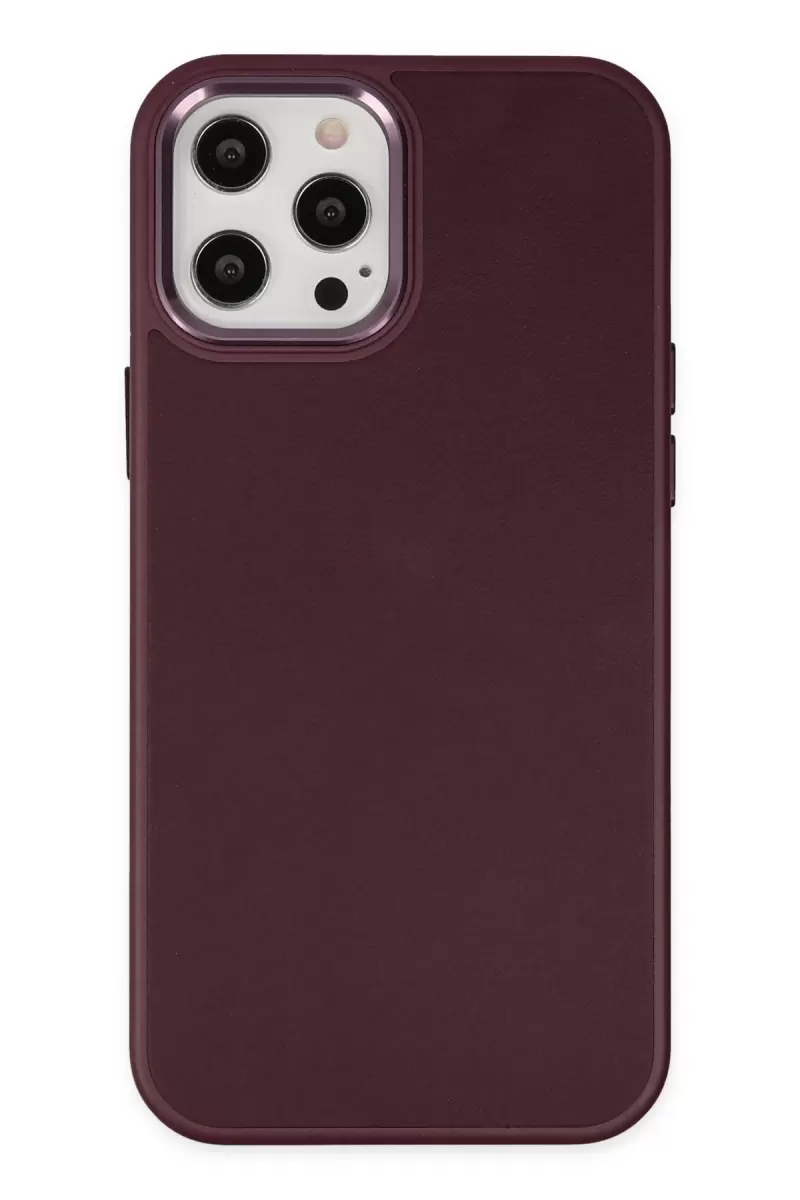 Newface Apple iPhone 12 Pro Max Kılıf Asya Deri Silikon - Mürdüm