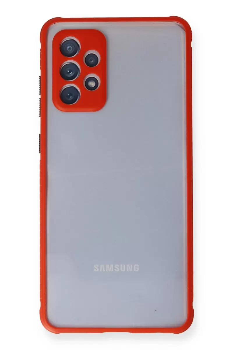 Newface Samsung Galaxy A72 Kılıf Miami Şeffaf Silikon - Kırmızı