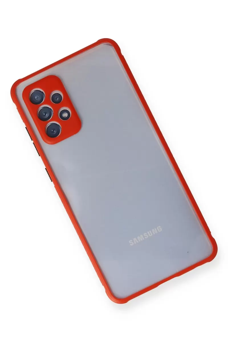 Newface Samsung Galaxy A72 Kılıf Miami Şeffaf Silikon - Kırmızı