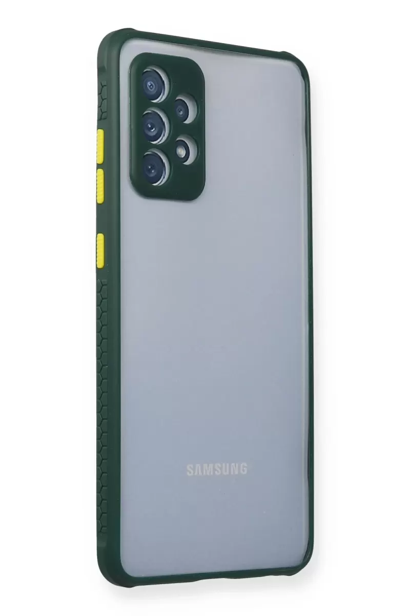 Newface Samsung Galaxy A72 Kılıf Miami Şeffaf Silikon - Koyu Yeşil