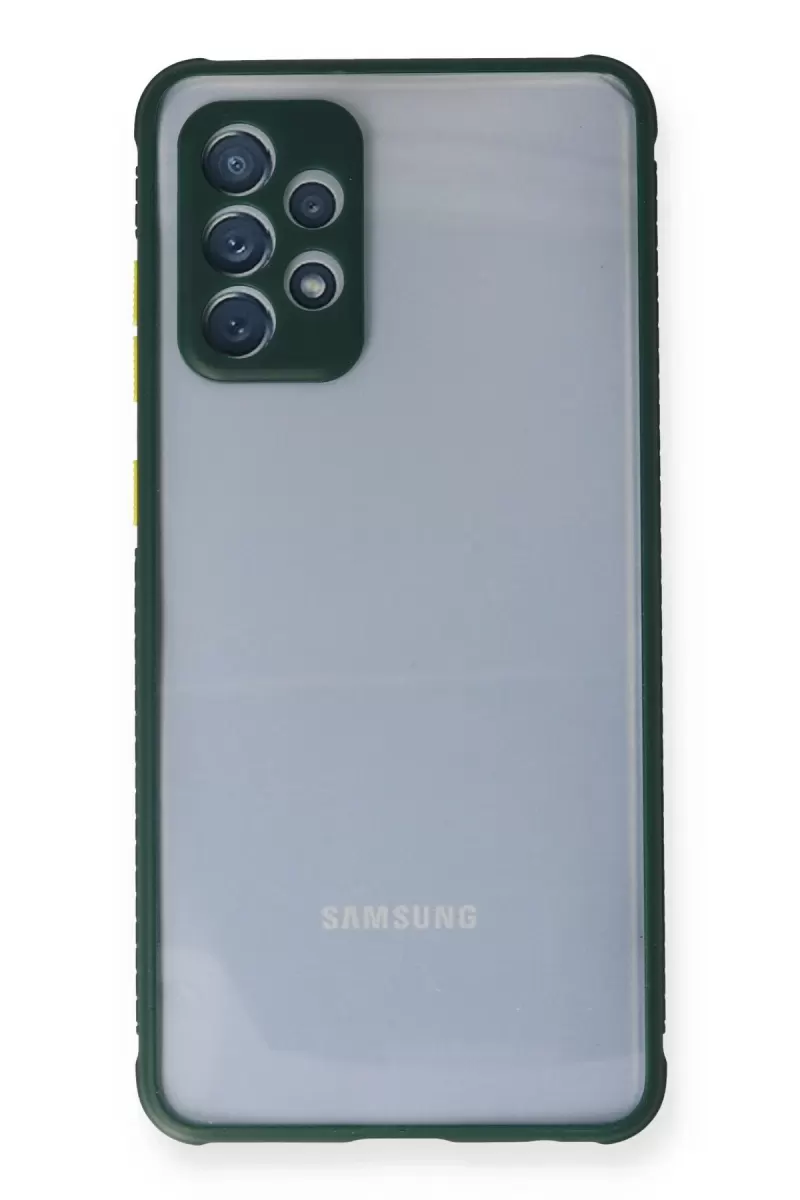 Newface Samsung Galaxy A72 Kılıf Miami Şeffaf Silikon - Koyu Yeşil