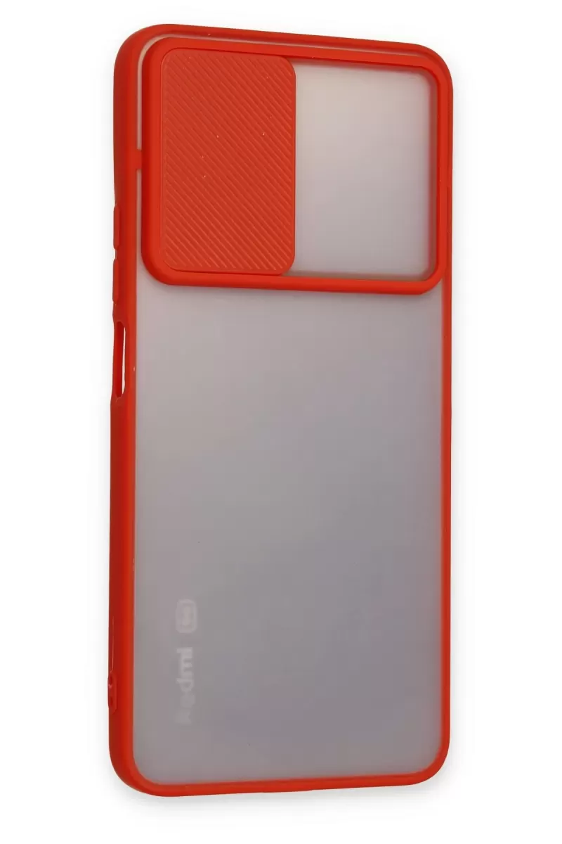 Newface Xiaomi Redmi Note 11T Kılıf Palm Buzlu Kamera Sürgülü Silikon - Kırmızı