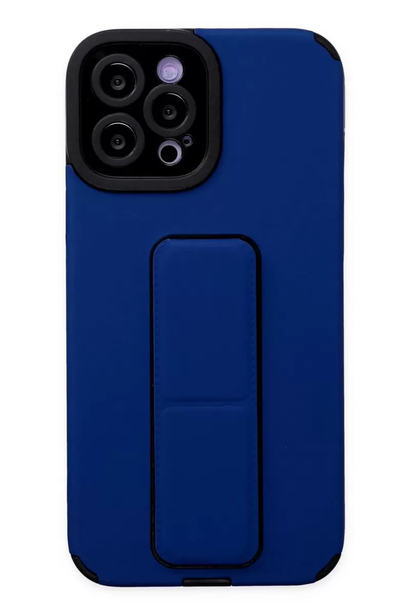 Newface Apple iPhone 12 Pro Max Kılıf Mega Standlı Silikon - Mavi