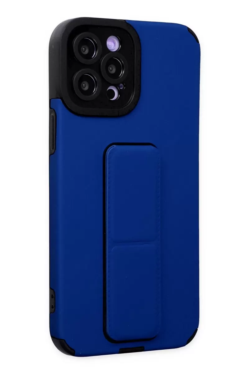 Newface Apple iPhone 12 Pro Max Kılıf Mega Standlı Silikon - Mavi