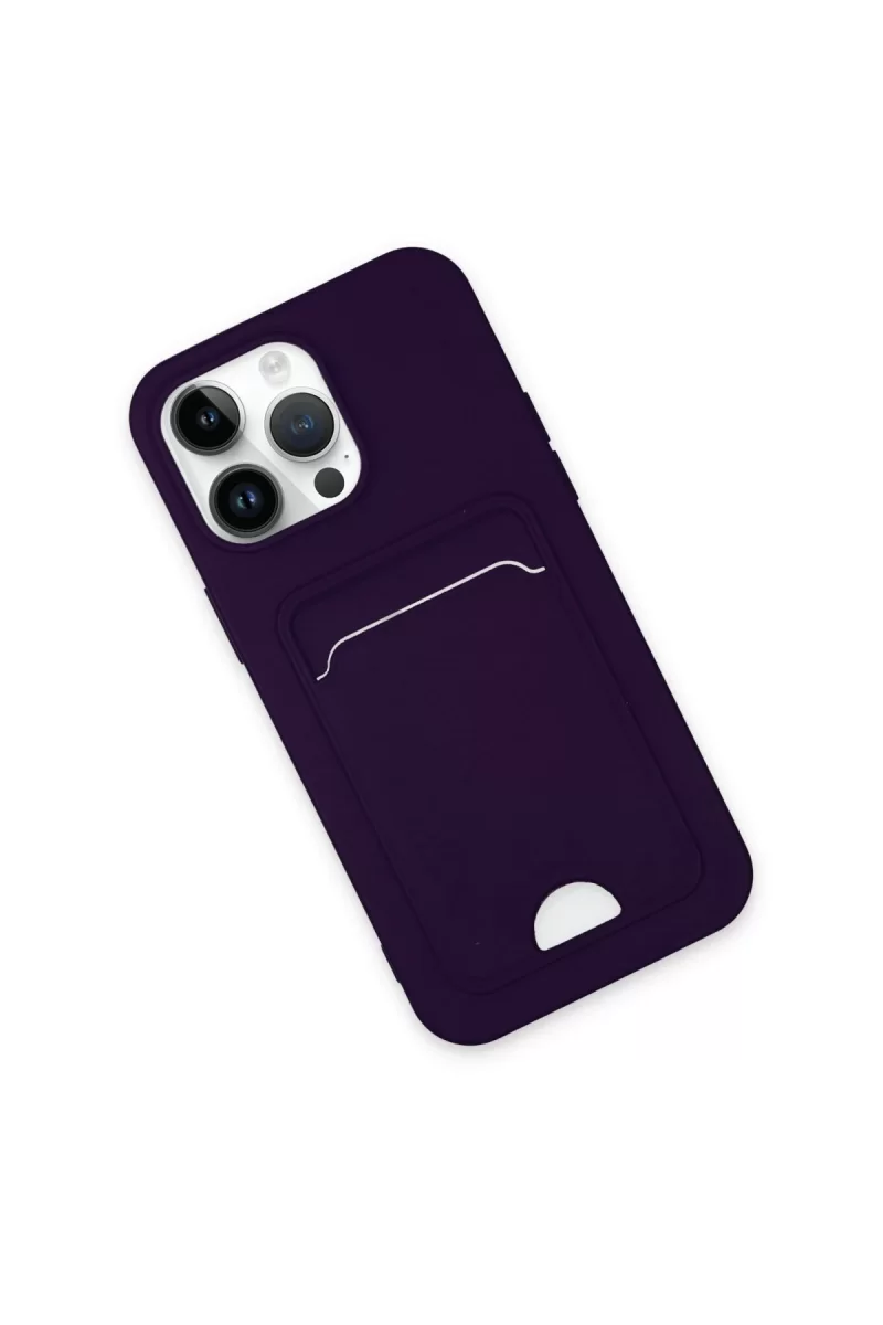 Newface Apple iPhone 14 Pro Kılıf Kelvin Kartvizitli Silikon - Derin Mor