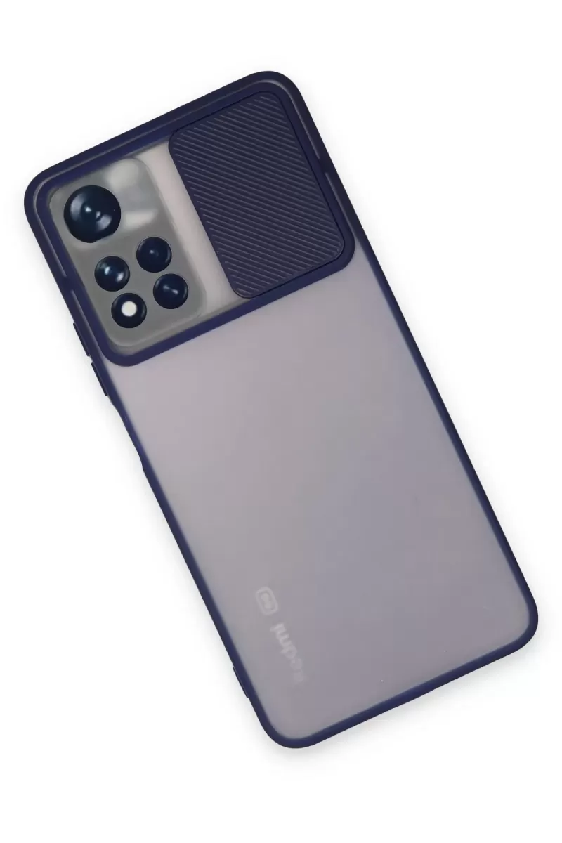 Newface Xiaomi Redmi Note 11T Kılıf Palm Buzlu Kamera Sürgülü Silikon - Lacivert