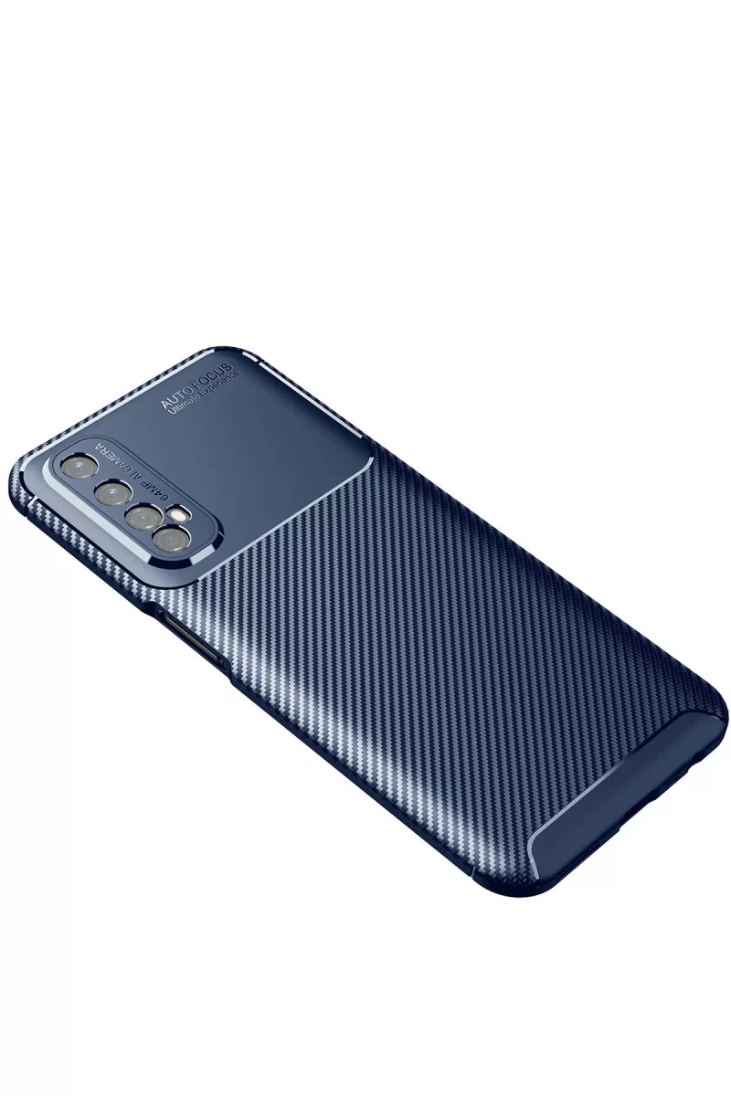 Newface Realme 7 Kılıf Auto Focus Karbon Kapak - Lacivert