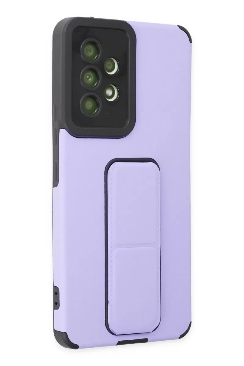 Newface Samsung Galaxy A53 5G Kılıf Mega Standlı Silikon - Lila