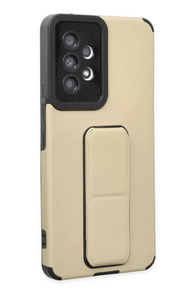 Newface Samsung Galaxy A53 5G Kılıf Mega Standlı Silikon - Gold