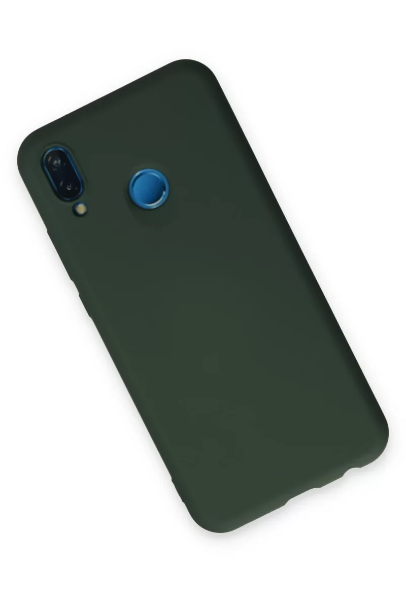 Newface Huawei P20 Lite Kılıf Nano içi Kadife Silikon - Koyu Yeşil