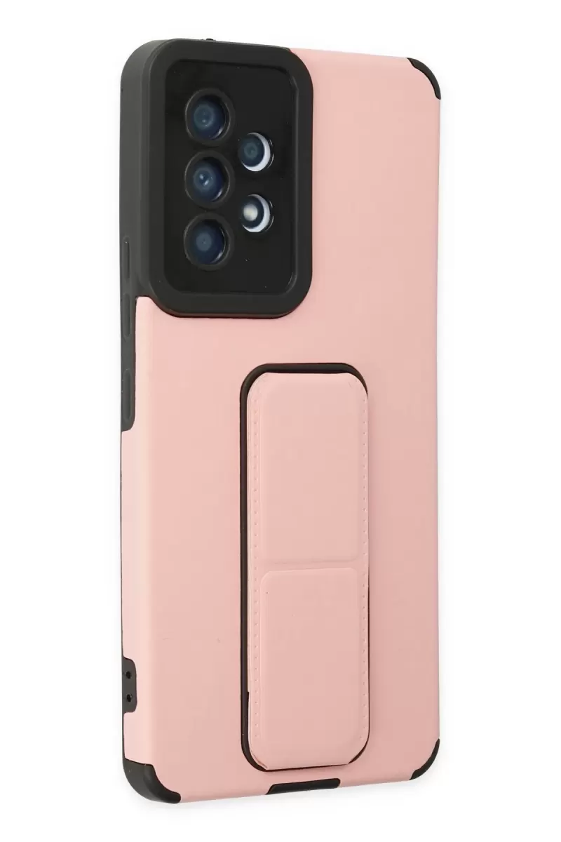 Newface Samsung Galaxy A53 5G Kılıf Mega Standlı Silikon - Pudra
