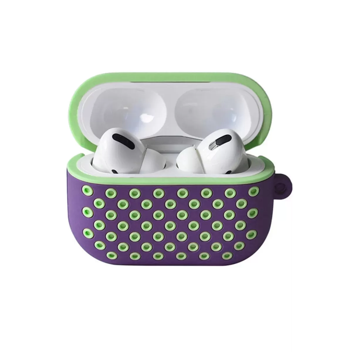 Newface Apple Airpods Pro 2 (2.nesil) Spor Delikli Kılıf - Lila-Yeşil