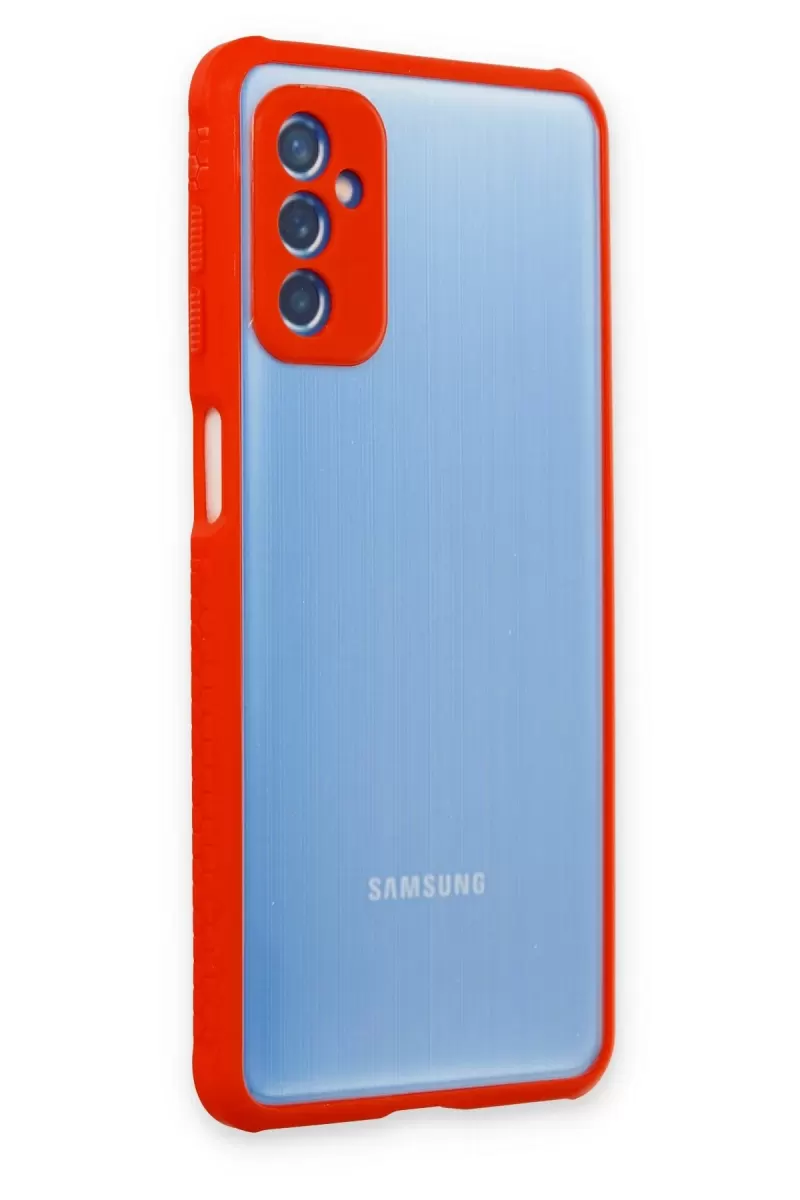 Newface Samsung Galaxy M52 5G Kılıf Miami Şeffaf Silikon - Kırmızı