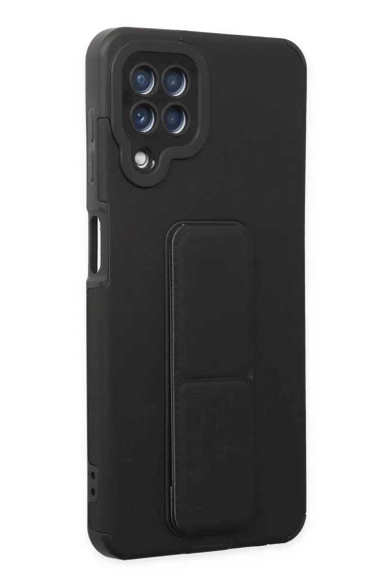 Newface Samsung Galaxy A22 Kılıf Mega Standlı Silikon - Siyah
