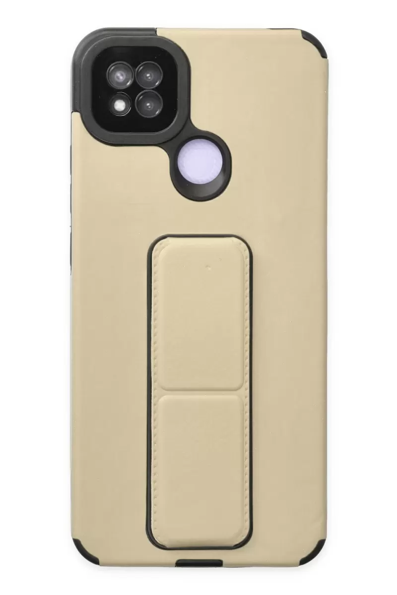 Newface Xiaomi Redmi 9C Kılıf Mega Standlı Silikon - Gold