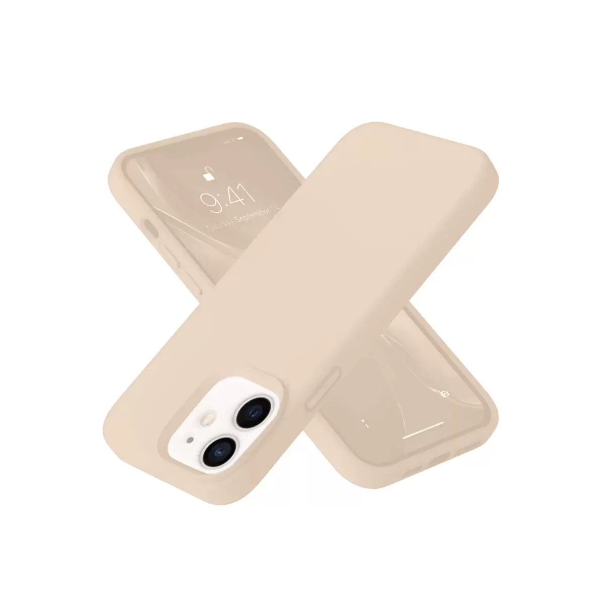 Newface Apple iPhone 12 Kılıf Nano içi Kadife Silikon - Pudra