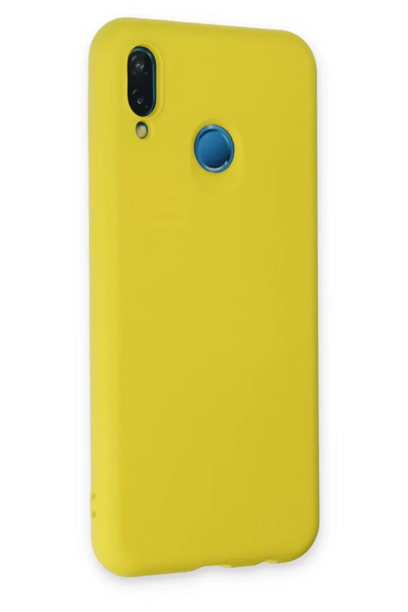 Newface Huawei P20 Lite Kılıf Nano içi Kadife Silikon - Sarı