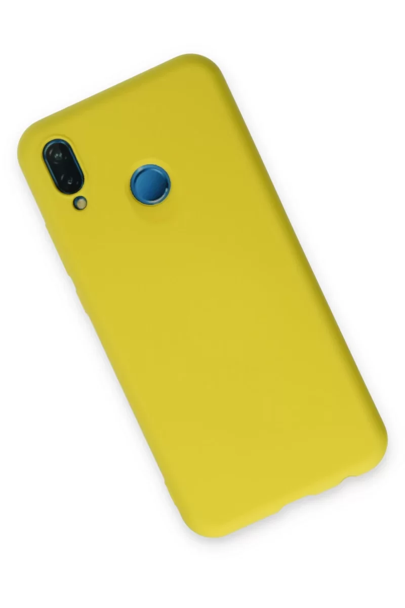 Newface Huawei P20 Lite Kılıf Nano içi Kadife Silikon - Sarı