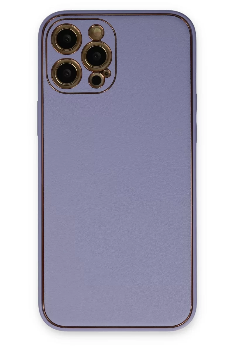 Newface Apple iPhone 12 Pro Max Kılıf Coco Deri Silikon Kapak - Açık Lila