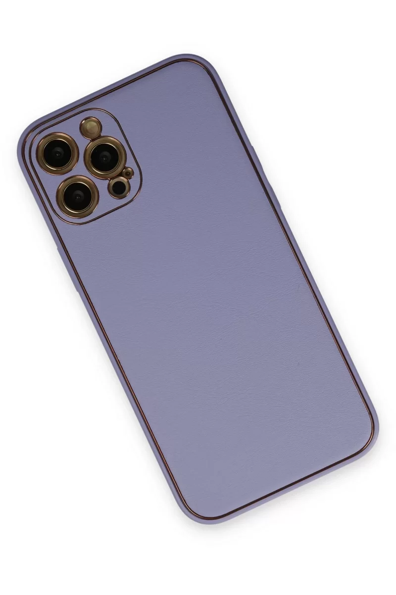 Newface Apple iPhone 12 Pro Max Kılıf Coco Deri Silikon Kapak - Açık Lila