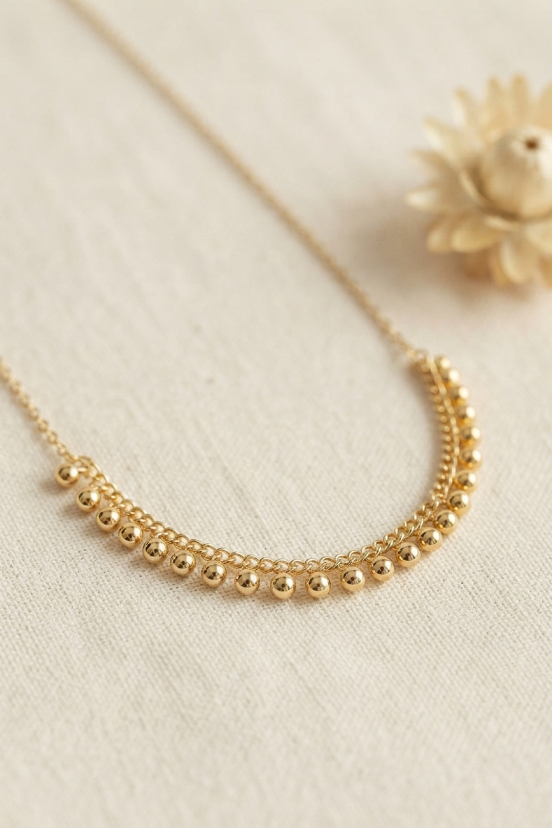 Gold Pirinç Topçuk Model Kadın Kolye