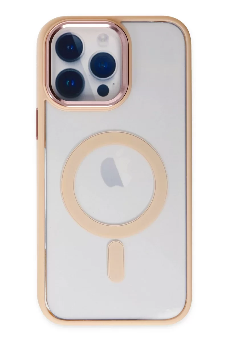 Newface Apple iPhone 14 Pro Max Kılıf Room Magneticsafe Silikon - Pudra