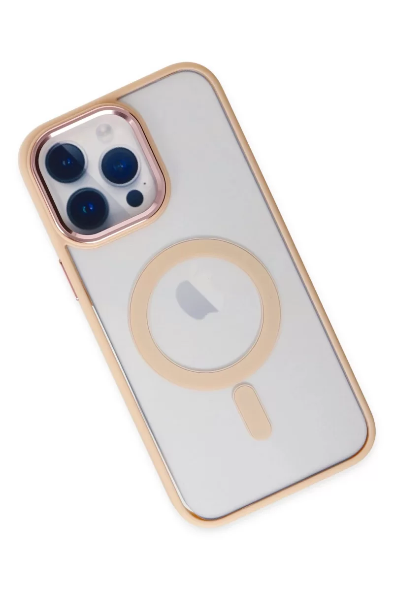 Newface Apple iPhone 14 Pro Max Kılıf Room Magneticsafe Silikon - Pudra