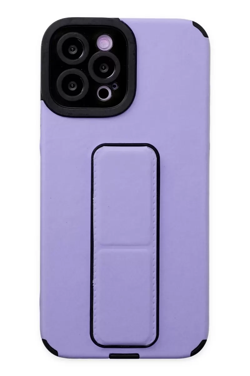 Newface Apple iPhone 12 Pro Max Kılıf Mega Standlı Silikon - Lila