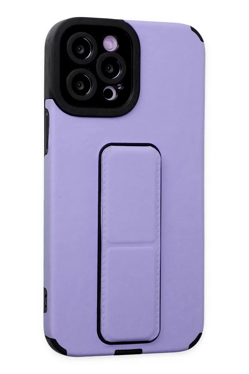 Newface Apple iPhone 12 Pro Max Kılıf Mega Standlı Silikon - Lila