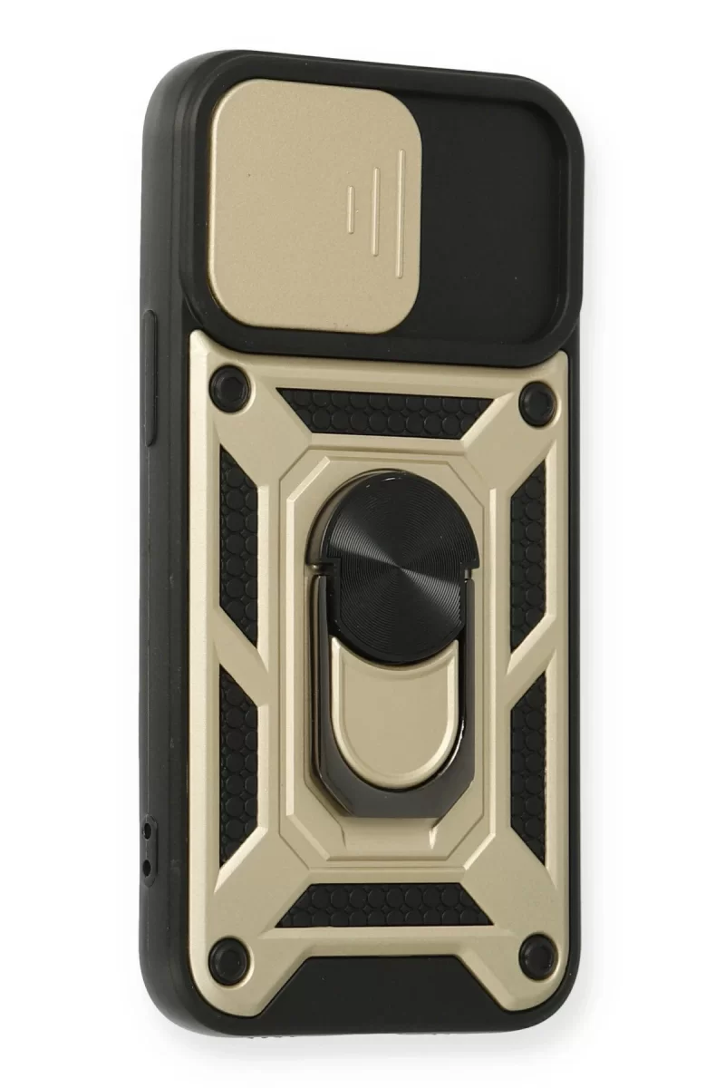 Newface Apple iPhone 12 Mini Kılıf Pars Lens Yüzüklü Silikon - Gold