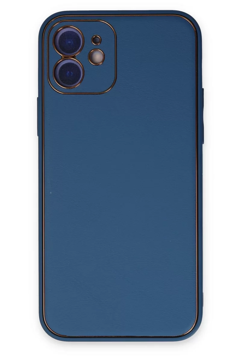 Newface Apple iPhone 12 Kılıf Coco Deri Silikon Kapak - Açık Mavi