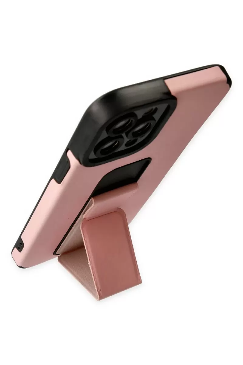 Newface Apple iPhone 12 Pro Max Kılıf Mega Standlı Silikon - Pudra