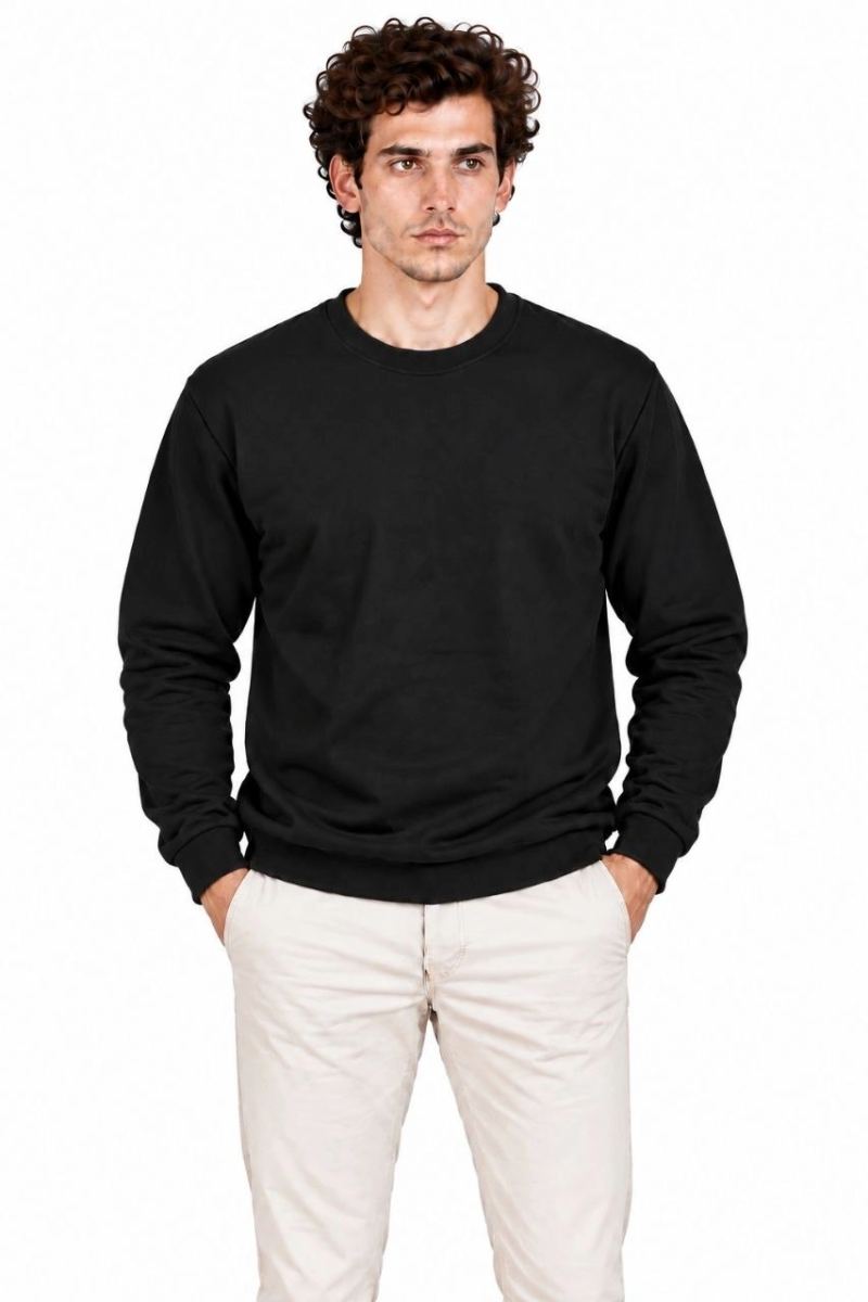 Erkek 3'Lü Bisiklet Yaka İçi Şardonlu 2 İplik Düz Uzun Kollu Regular Fit Sweatshirt - Siyah - Bordo - Gri
