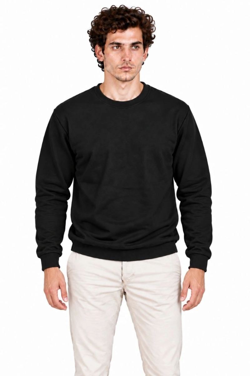 Erkek 3'Lü Bisiklet Yaka İçi Şardonlu 2 İplik Düz Uzun Kollu Regular Fit Sweatshirt - Siyah - Bordo - Gri