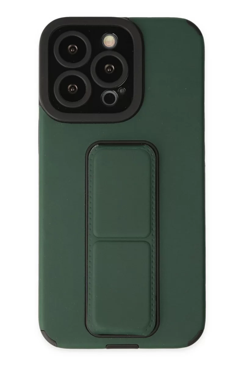 Newface Apple iPhone 14 Pro Kılıf Mega Standlı Silikon - Yeşil