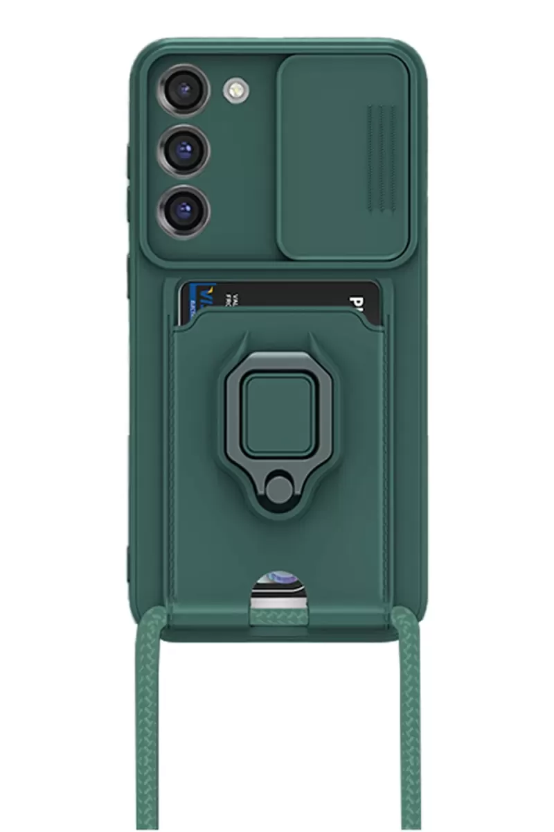 Newface Samsung Galaxy S24 Plus Kılıf Zuma Kartvizitli Yüzüklü Silikon - Yeşil