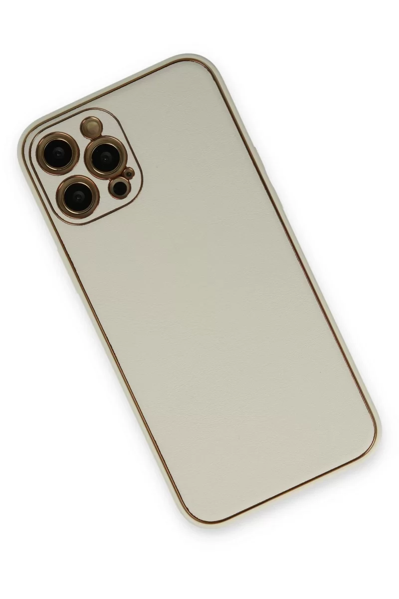 Newface Apple iPhone 12 Pro Kılıf Coco Deri Silikon Kapak - Beyaz