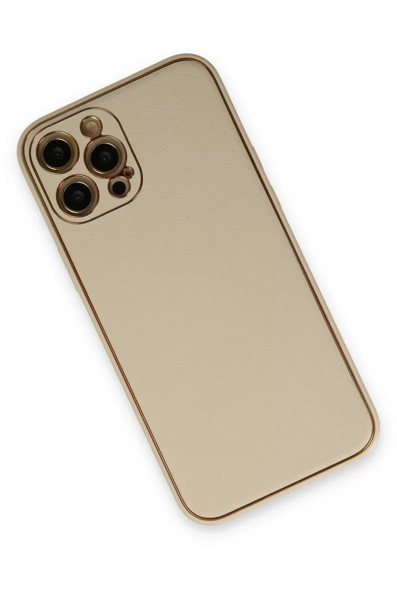 Newface Apple iPhone 12 Pro Kılıf Coco Deri Silikon Kapak - Gold