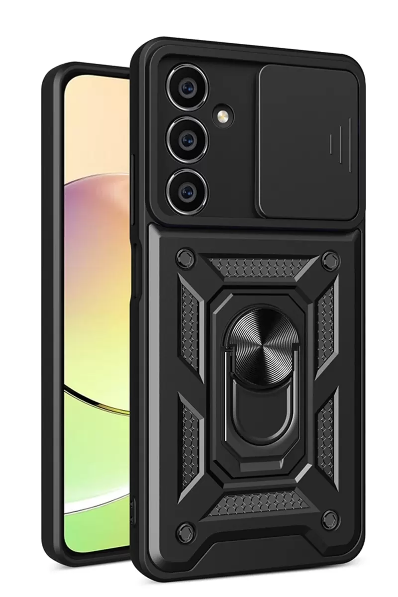 Newface Samsung Galaxy A05S Kılıf Pars Lens Yüzüklü Silikon - Siyah