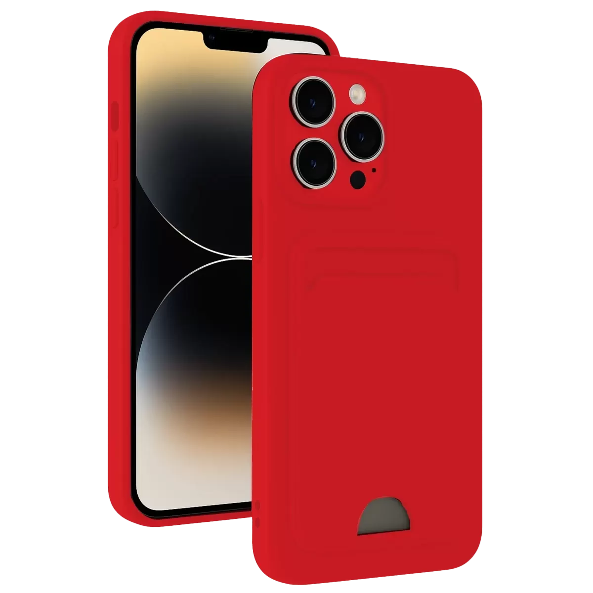 Newface Apple iPhone 13 Pro Max Kılıf Kelvin Kartvizitli Silikon - Kırmızı