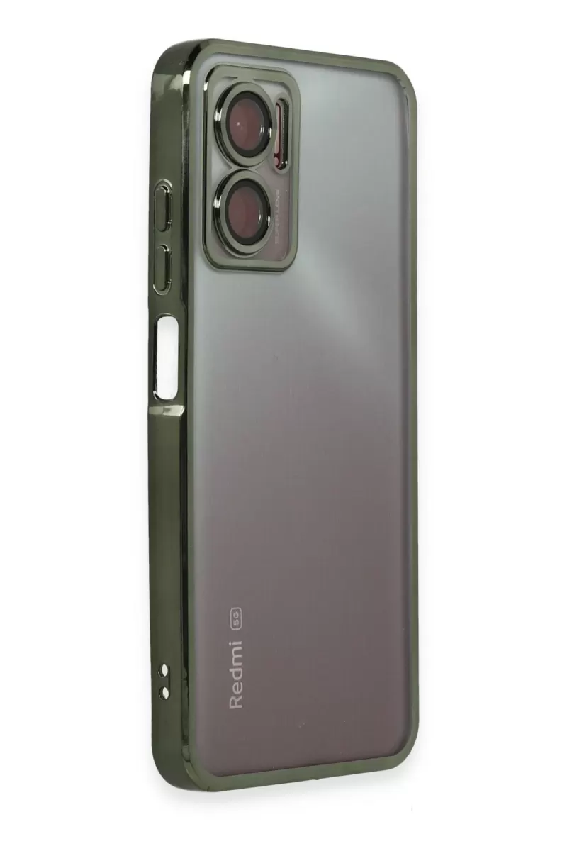 Newface Xiaomi Redmi 10 5G Kılıf Razer Lensli Silikon - Yeşil