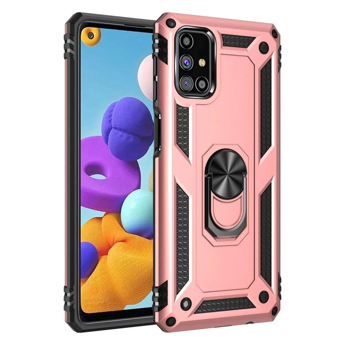 Newface Samsung Galaxy M51 Kılıf Sofya Yüzüklü Silikon Kapak - Rose