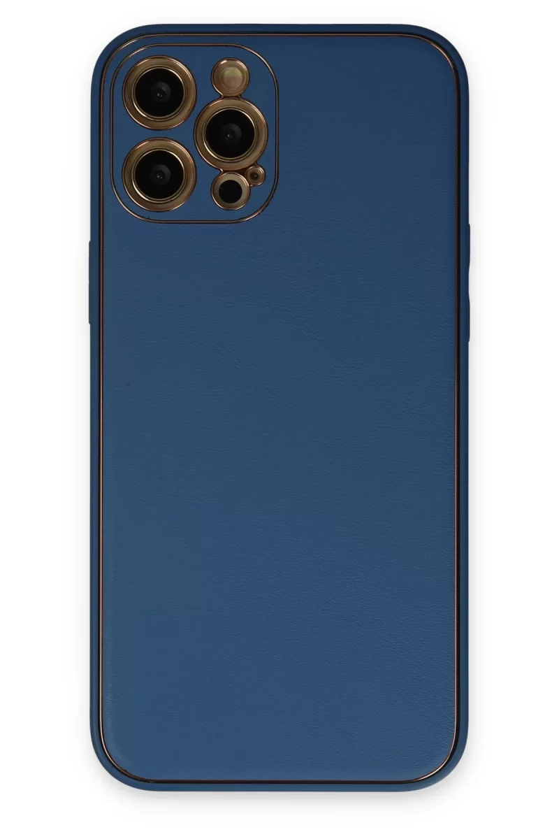 Newface Apple iPhone 12 Pro Kılıf Coco Deri Silikon Kapak - Açık Mavi